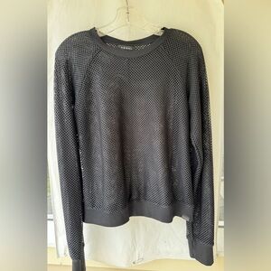 Koral Sofia Mesh Long Sleeve Top Dark Navy Athletic Pullover Size Large Made in